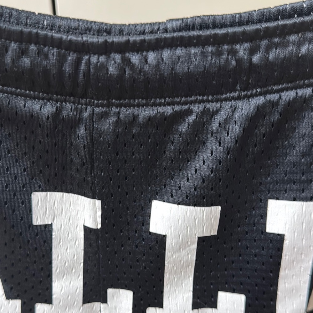 BRIAN LICHTENBERG Vintage Black Mesh Shorts with White 'Ballin' Text - Picture 4 of 8